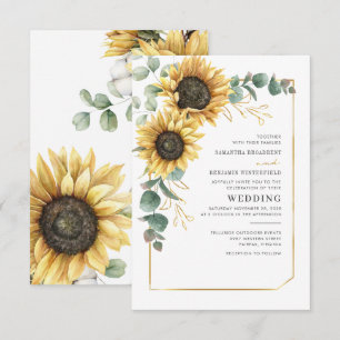 Invitation Mariage de verdure de tournesol d'eucalyptus flora