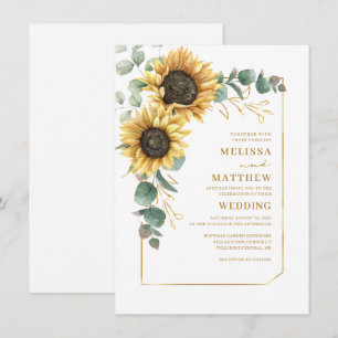 Invitation Mariage de verdure de tournesol floral eucalyptus