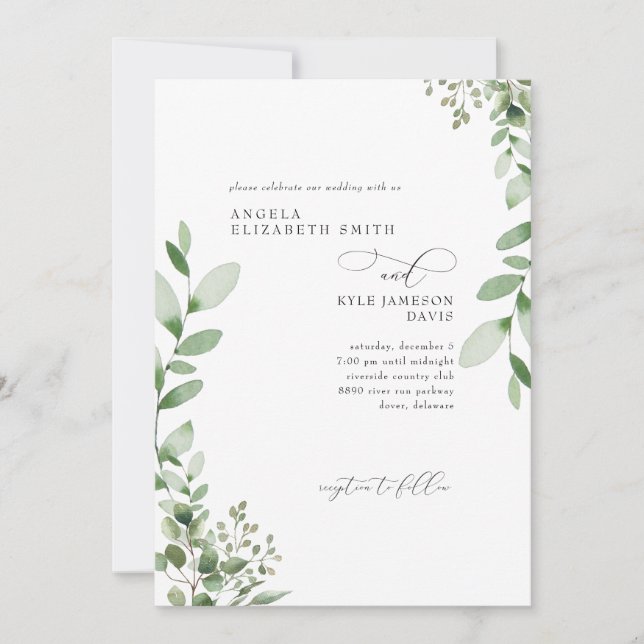 Invitation Mariage de verdure en cascade sans parents (Devant)