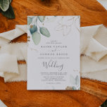 Invitation Mariage de verdure et feuille d'or<br><div class="desc">Cette carte généreuse de verdure et de feuille d'or est parfaite pour un mariage moderne. L'élégant design botanique présente des eucalyptus aquarellés clairs et aquarellés,  agrémentés de feuilles de parties scintillant en or blanc.</div>