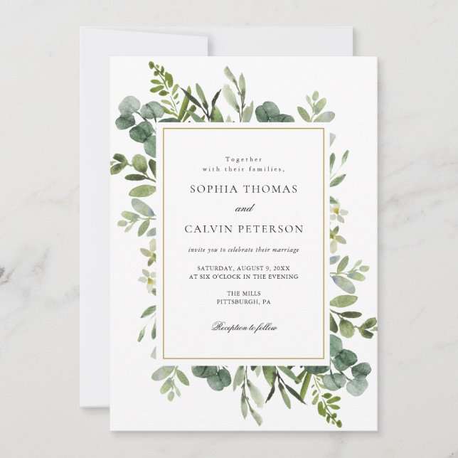 Invitation Mariage de verdure Eucalyptus (Devant)