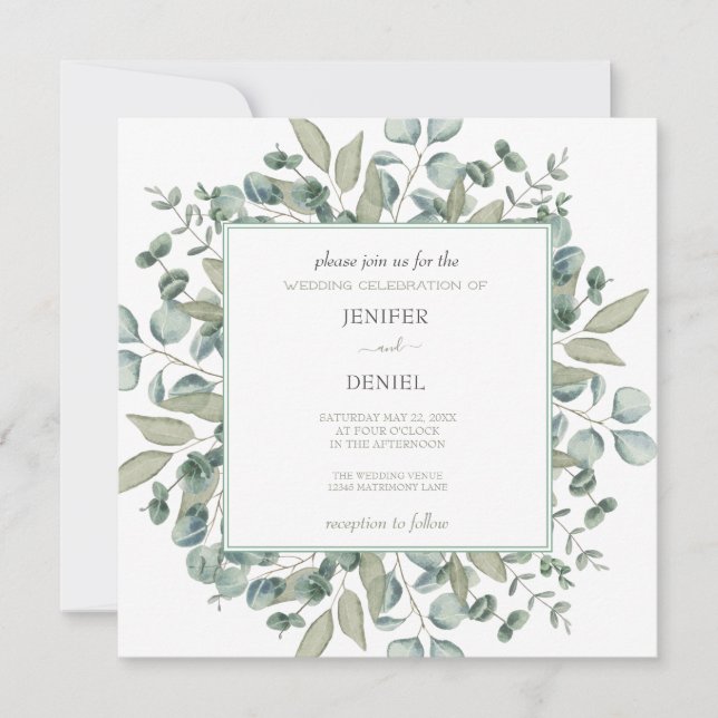Invitation Mariage de verdure Eucalyptus (Devant)
