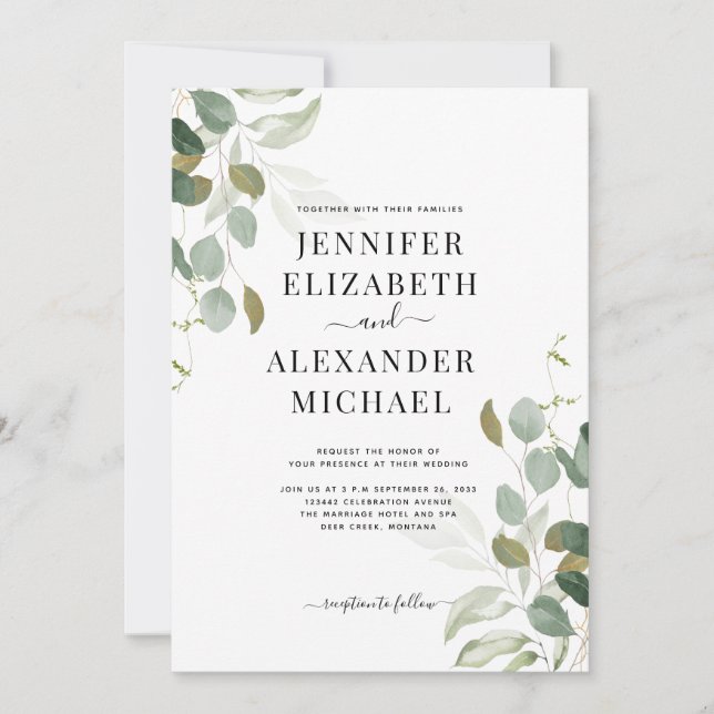 Invitation Mariage de verdure Eucalyptus (Devant)