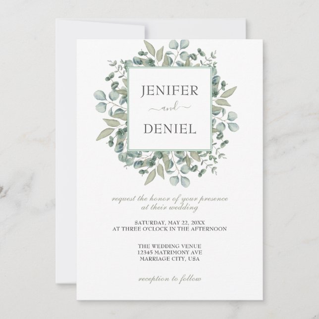 Invitation Mariage de verdure Eucalyptus (Devant)