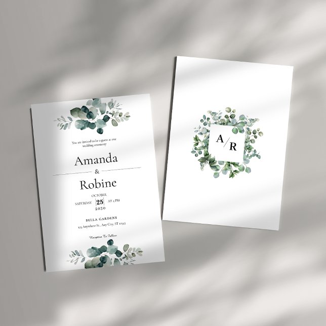 Invitation Mariage de verdure Eucalyptus moderne (Créateur téléchargé)