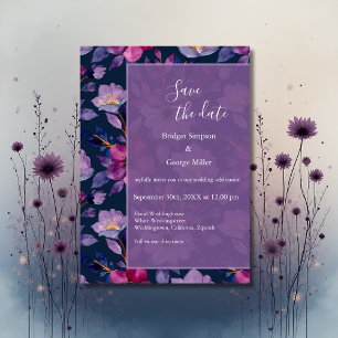 Invitation mariage de verdure fleur sauvage lilas coloré