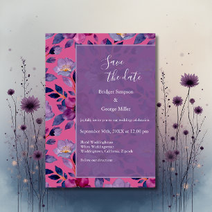 Invitation mariage de verdure fleur sauvage lilas coloré