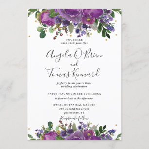 Invitation Mariage de verdure fleurie de la voilette de prune