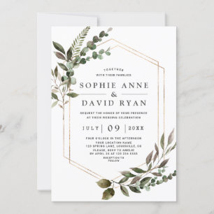 Invitation Mariage de verdure géométrique Rose de luxe