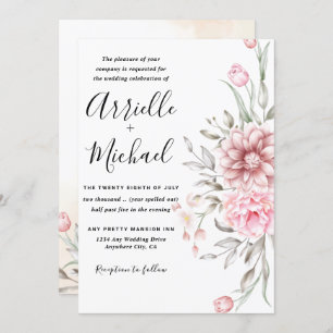 Invitation Mariage de verdure rose Dusty Rose