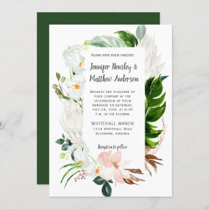 Invitation Mariage de verdure tropicale blanc pâle