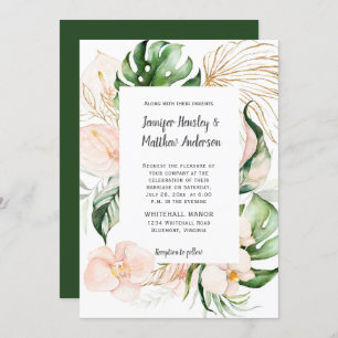 Invitation Mariage de verdure tropicale rose pâle