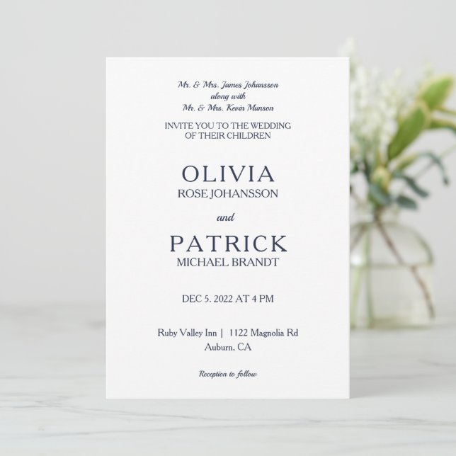 Invitation Mariage de verre minimaliste (Debout devant)