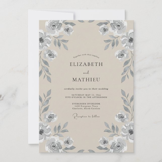 Invitation Mariage de vigne de champagne argenté (Devant)