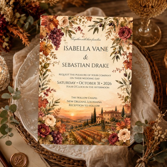 Invitation Mariage de vignoble automnal rustique  (Créateur téléchargé)