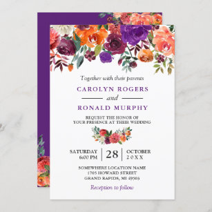 Invitation Mariage de vignoble floral violet bordeaux