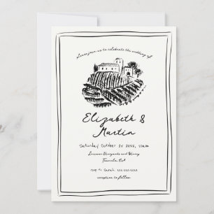 Invitation Mariage de vignoble italien tiré à la main