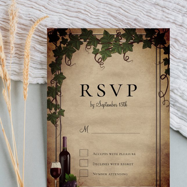 Invitation Mariage de vignoble rustique RSVP (Créateur téléchargé)