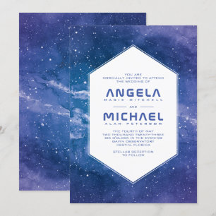 Invitation Mariage de violet cosmique Stardust