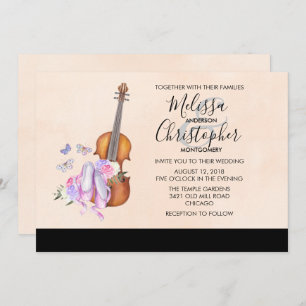 Invitation Mariage de violon, de chaussures de ballet et de p