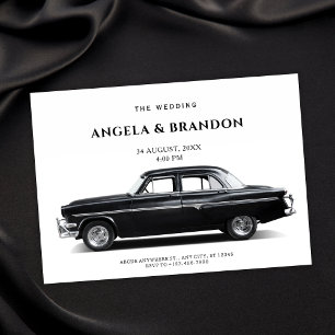Invitation Mariage de voiture classique noir