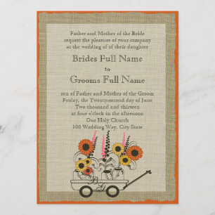 Invitation Mariage de Wagon du pays de tournesol orange