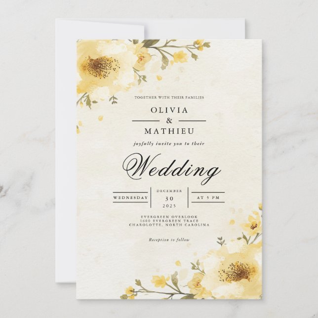 Invitation Mariage de Whimsy jaune or (Devant)
