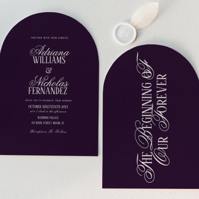 Invitation Mariage Début de Notre Éternité en Prune (Créateur téléchargé)
