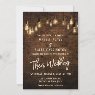 Invitation Mariage d'éclairage en brique Edison v2 Allison