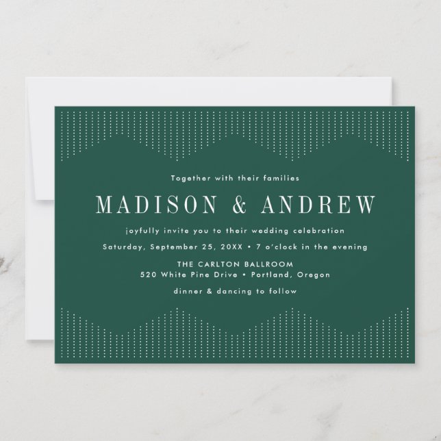 Invitation Mariage Deco à Points Verts (Devant)