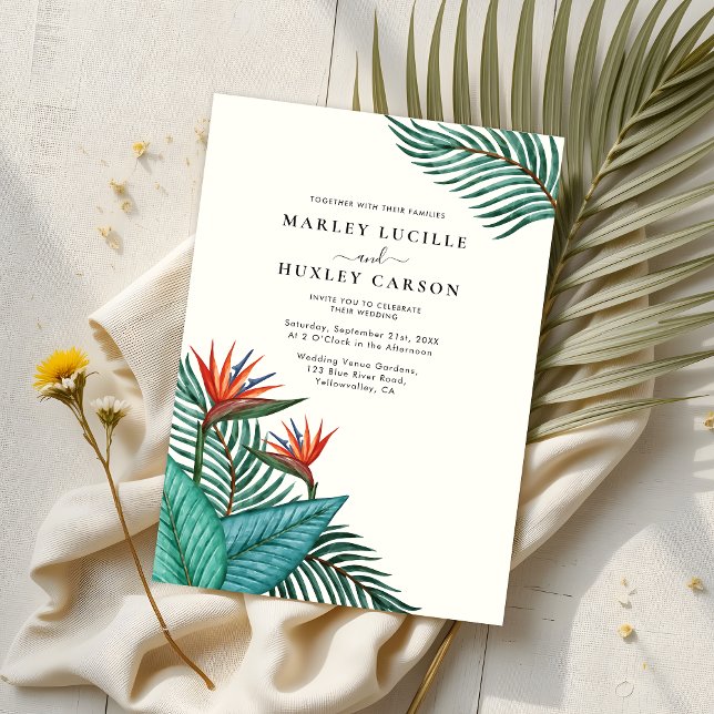 Invitation Mariage Décontracté à feuilles de palmier tropical (Créateur téléchargé)