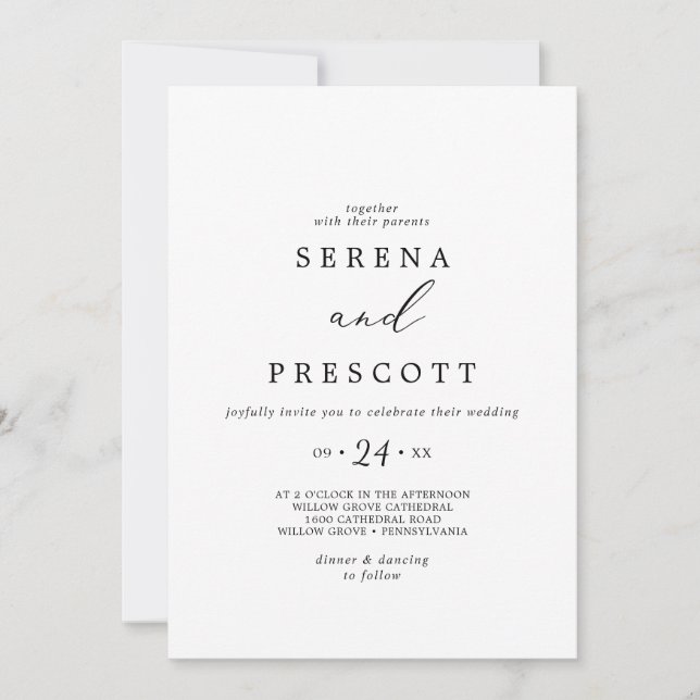 Invitation Mariage Décontracté de calligraphie noire délicate (Devant)