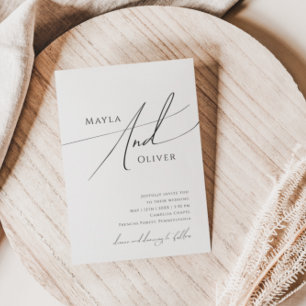 Invitation Mariage Décontracté de script minimaliste Whimsica