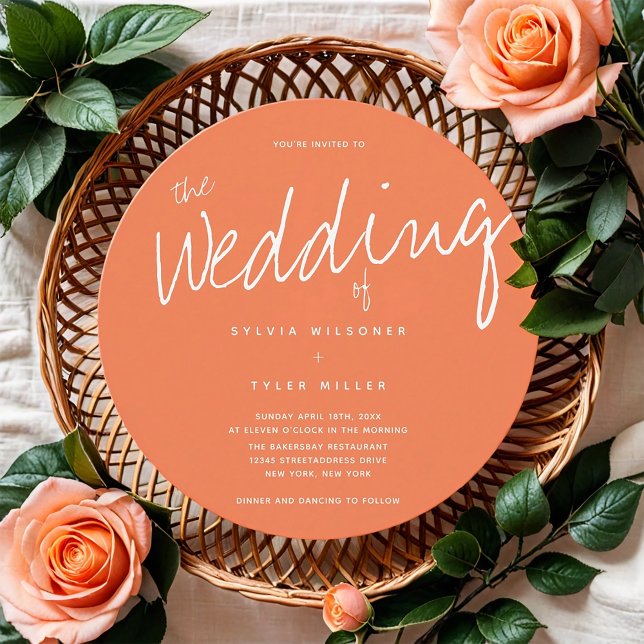 Invitation Mariage décontracté de typographie de corail (Customize this invitation for your wedding.)