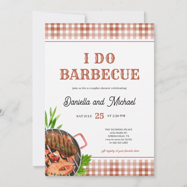 Invitation Mariage Décontracté d'Été Barbecue Shower (Devant)