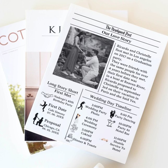 Invitation mariage décontracté du journal de script enregistr (Créateur téléchargé)