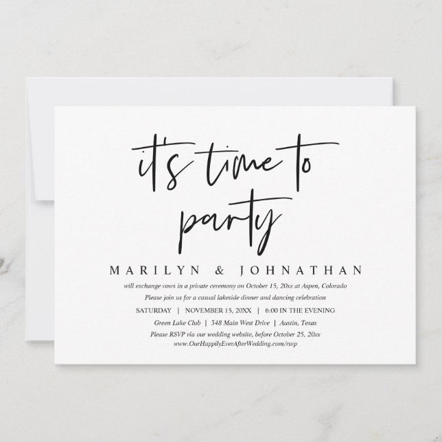 Invitation Mariage Décontracté en Intime, Il Est Temps de Fai (Devant)