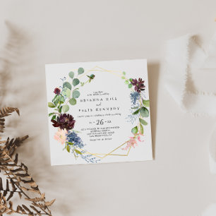 Invitation Mariage Décontracté géométrique Burgundy Gold