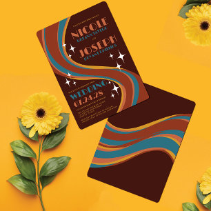 Invitation Mariage Décontracté Rainbow Swirl Retro Bold 70's