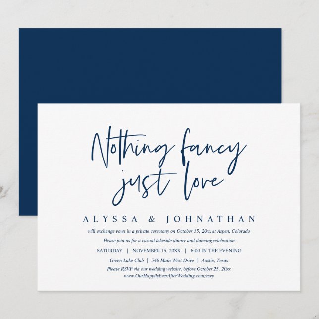 Invitation Mariage Décontracté, Rien de Fantaisiste, Juste l' (Devant / Derrière)