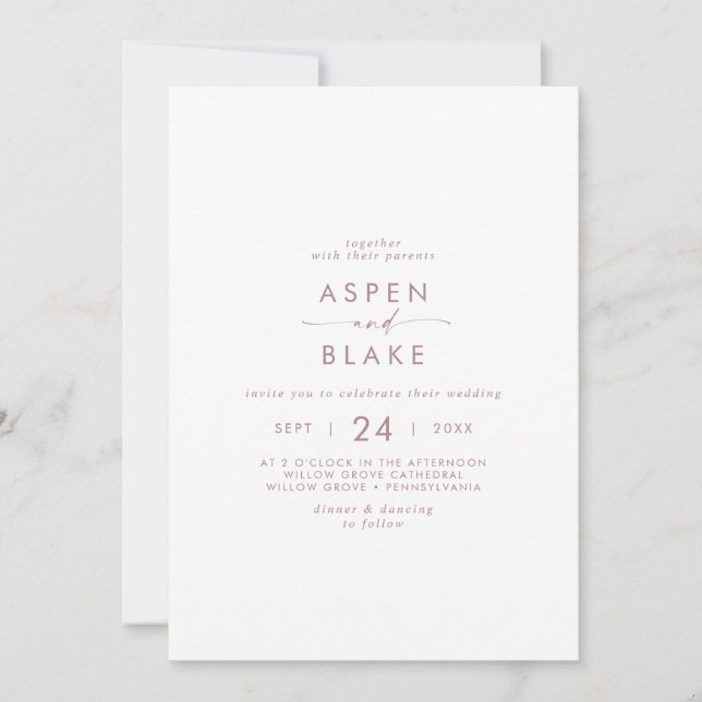 Invitation Mariage Décontracté Rose Gold Script (Devant)