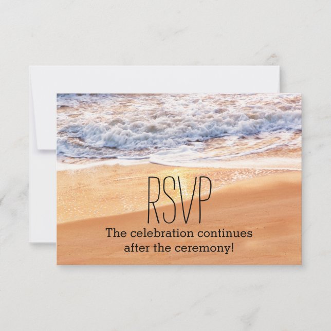 Invitation Mariage décontracté sur la plage Vagues dorées RSV (Devant)