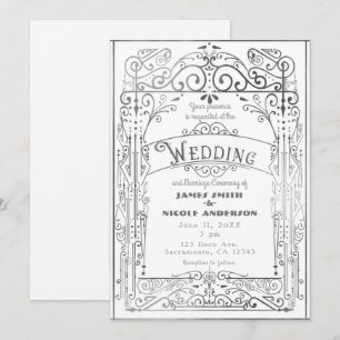 Invitation Mariage Décoration Vintage Victorien Blanc et Arge