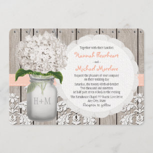 Invitation Mariage décoré d'un monogramme d'hortensia de