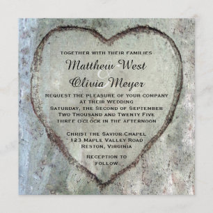 Invitation Mariage découpé d'arbre de bouleau de coeur