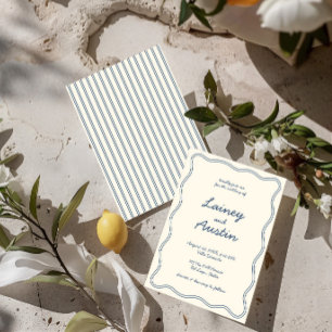 Invitation Mariage d'écriture manuscrite bleu Vintage