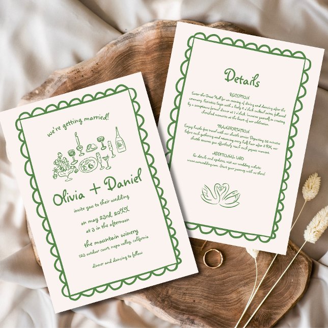 Invitation Mariage d'écriture manuscrite de dessin amusant de (Créateur téléchargé)