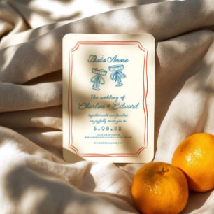 Invitation Mariage d'écriture manuscrite de dessin amusant de