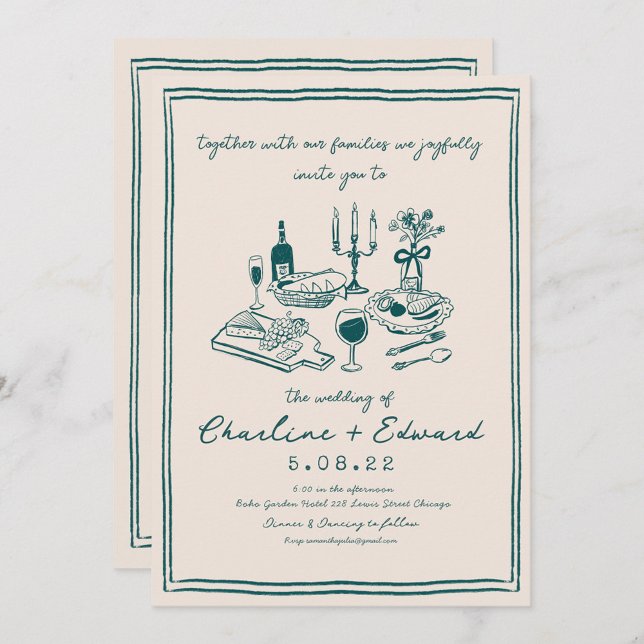 Invitation Mariage d'écriture manuscrite de dessin amusant de (Créateur téléchargé)