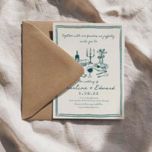 Invitation Mariage d'écriture manuscrite de dessin amusant de